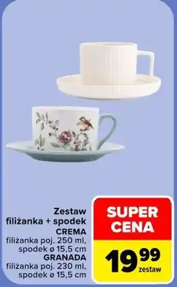 Carrefour Market Zestaw filiżanka + spodek CREMA, GRANADA oferta