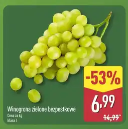 ALDI Winogrona zielone bezpestkowe oferta
