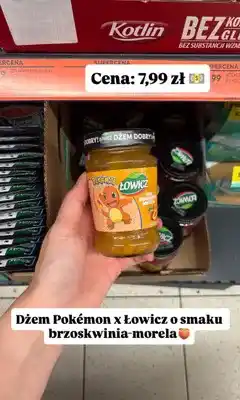 Biedronka Dżem Łowicz Pokémon brzoskwinia-morela oferta