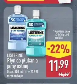 ALDI Płyn do płukania jamy ustnej Listerine Cool Mint oferta