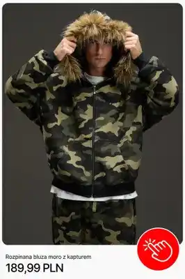 Rozpinana bluza moro z kapturem Cropp