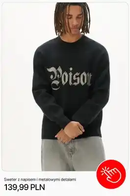 Sweter z napisem i metalowymi detalami Cropp