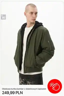Cropp Oliwkowa kurtka bomber z dzianinowym kapturem Cropp oferta
