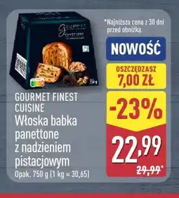 ALDI Włoska babka panettone z nadzieniem pistacjowym Gourmet Finest Cuisine oferta
