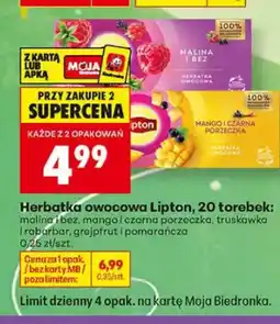Biedronka Herbatka owocowa Lipton malina i bez oferta