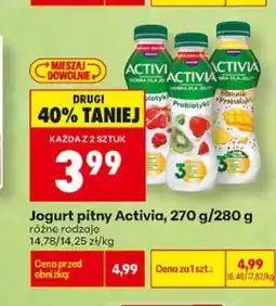 Biedronka Jogurt pitny Activia truskawkowy oferta