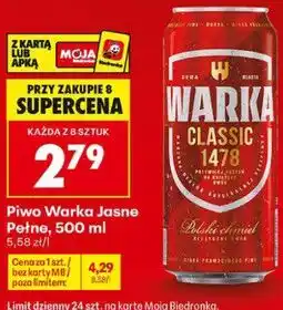 Biedronka Piwo Warka Jasne Pełne oferta