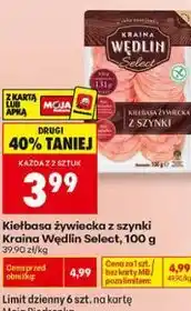 Biedronka Kiełbasa żywiecka z szynki Kraina Wędlin Select oferta