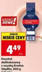 Biedronka Pasztet delikatesowy z szynką Kraina Wędlin oferta
