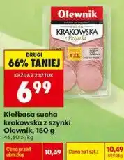 Biedronka Kiełbasa sucha krakowska z szynki Olewnik oferta