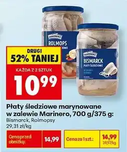 Biedronka Płaty śledziowe marynowane w zalewie Marinero, 700 g/375 g oferta