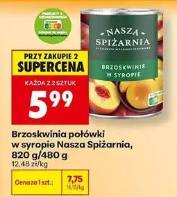 Biedronka Brzoskwinia połówki w syropie Nasza Spiżarnia 820 g 480 g oferta