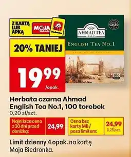Biedronka Herbata czarna Ahmad English Tea No.1, 100 torebek oferta