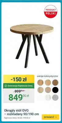 ERLI Okrągły stół Ovo rozkładany 90/190 cm oferta