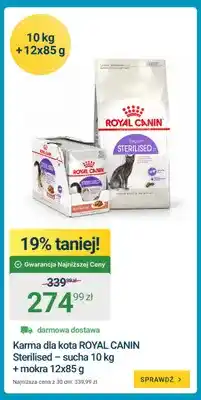 ERLI Karma dla kota Royal Canin Sterilised – sucha 10 kg + mokra 12x85 g oferta
