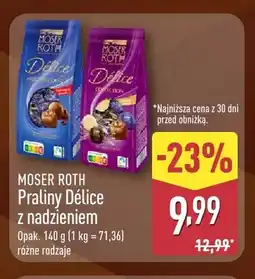 ALDI Praliny Délice z nadzieniem Milk Chocolates Moser Roth oferta