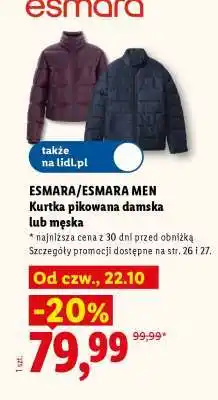 Lidl ESMARA/ESMARA MEN Kurtka pikowana damska lub męska oferta
