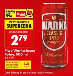 Biedronka Piwo Warka Jasne Pełne oferta