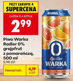 Biedronka Piwo Warka Radler 0% grejpfrut z pomarańczą oferta