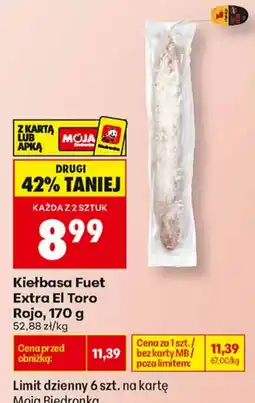 Biedronka Kiełbasa Fuet Extra El Toro Rojo oferta