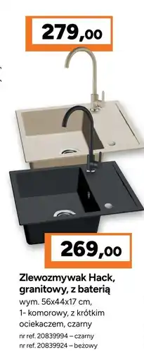 Bricoman Zlewozmywak Hack, granitowy, z baterią oferta