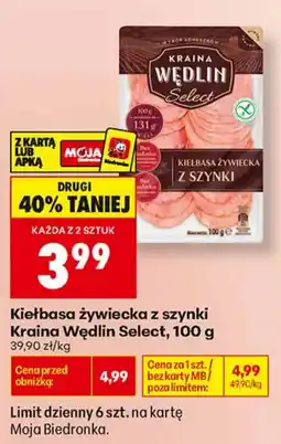 Biedronka Kiełbasa żywiecka z szynki Kraina Wędlin Select oferta