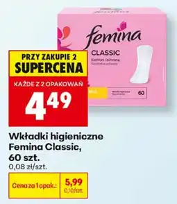 Biedronka Wk艂adki higieniczne Femina Classic oferta