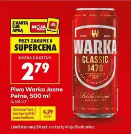 Biedronka Piwo Warka Jasne Pełne , 500 ml oferta