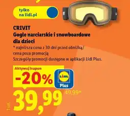 Lidl Crivit Gogle narciarskie i snowboardowe dla dzieci oferta
