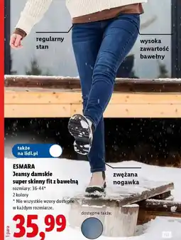 Lidl Esmara Jeansy damskie super skinny fit z bawełną oferta