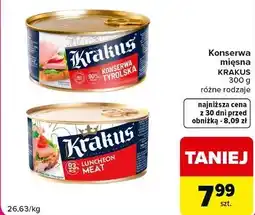 Carrefour Market Konserwa mięsna KRAKUS 300 g różne rodzaje oferta
