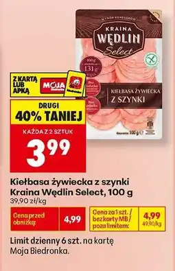 Biedronka Kiełbasa żywiecka z szynki Kraina Wędlin Select , 100 g oferta
