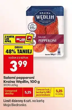 Biedronka Salami pepperoni Kraina Wędlin, 100 g oferta