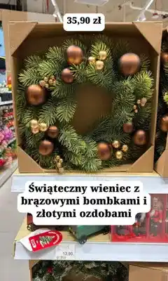 MR. DIY Wieniec świąteczny z brązowymi bombkami i złotymi ozdobami oferta