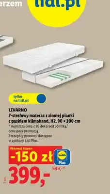 Lidl 7-strefowy materac z zimnej pianki z paskiem klimaband H2 90x200 cm Livarno oferta