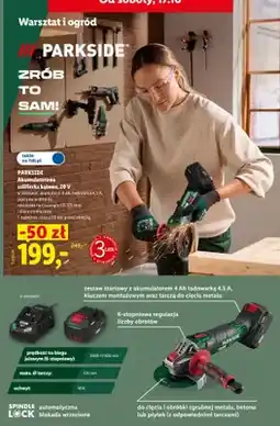 Lidl Akumulatorowa szlifierka kątowa Parkside 20V oferta