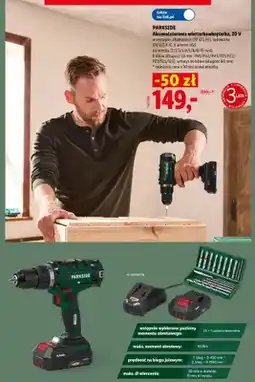 Lidl Akumulatorowa wiertarkowkrętarka Parkside 20V oferta