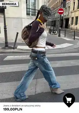 Bershka Jeans z detalami ze sztucznej skóry Bershka oferta
