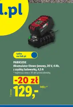 Lidl Akumulator litowo-jonowy z szybką ładowarką Parkside oferta