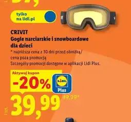 Lidl Gogle narciarskie i snowboardowe dla dzieci Crivit oferta