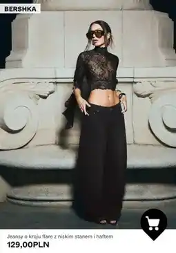 Bershka Jeansy o kroju flare z niskim stanem i haftem Bershka oferta