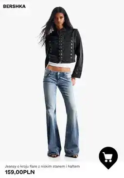 Bershka Jeansy o kroju flare z niskim stanem i haftem Bershka oferta