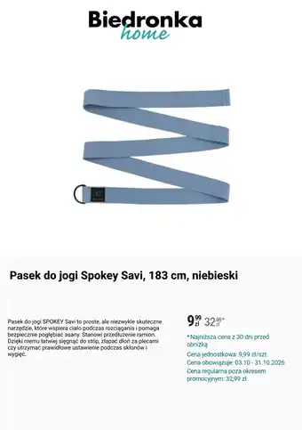 Pasek do jogi Spokey Savi, 183 cm, niebieski