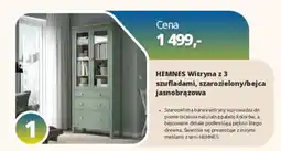 IKEA HEMNES Witryna z 3 szufladami, szarzielony/bejca jasnobrązowa oferta