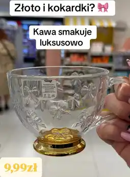 Rossmann Szklana filiżanka ze złotym dołem i kokardkami Eloy oferta