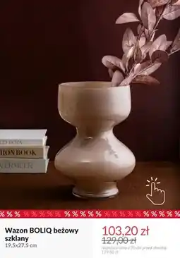 Homla Wazon Boliq beżowy szklany 19,5x27,5 cm oferta