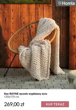 Homla Koc Rayne ręcznie wyplatany ecru 130x170 cm Homla oferta