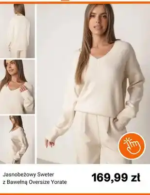 Jasnobeżowy sweter z bawełną oversize Yorate