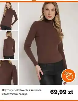 Born2be Brązowy golf sweter z wiskozą i kaszmirem Zailaya oferta