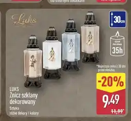 ALDI Znicz szklany dekorowany Luks oferta